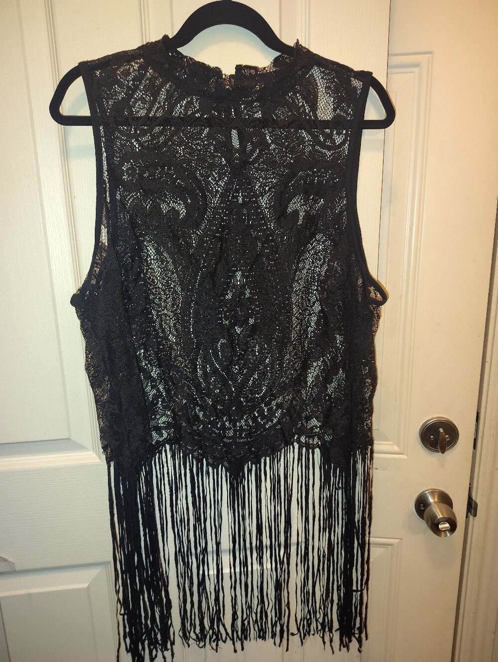 Torrid Black Lace Fringe Sleeveless Top